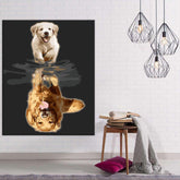 Painting by Numbers Art Animal Small Dog Puppy Reflected in The Puddle